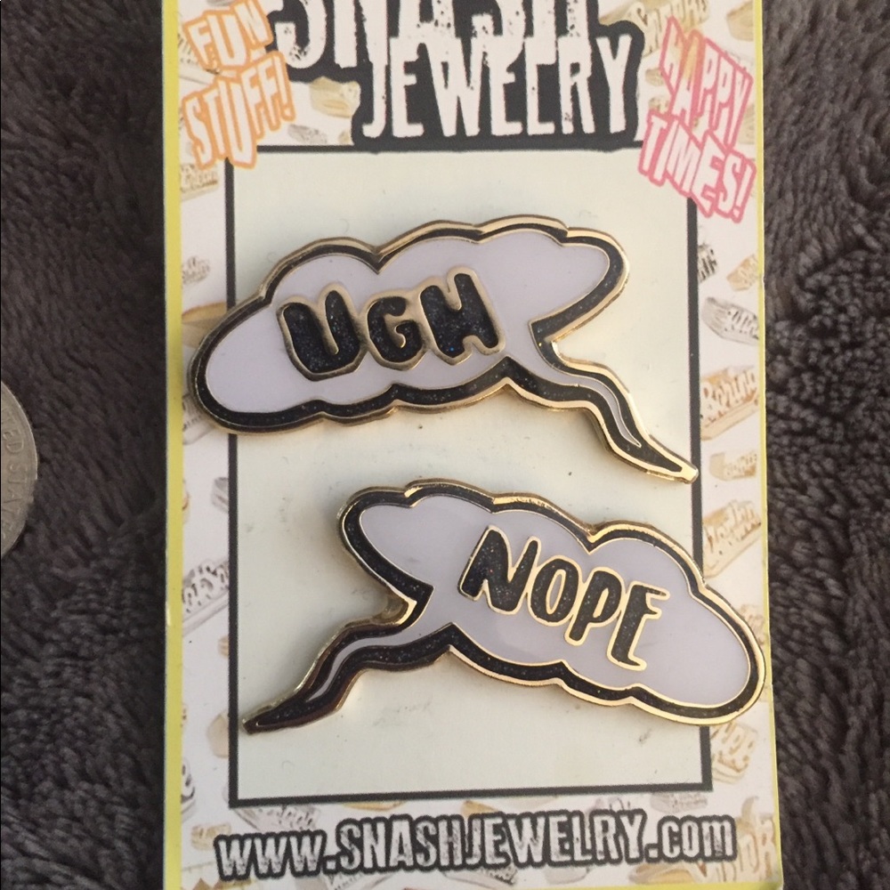 ugh and nope enamel pins